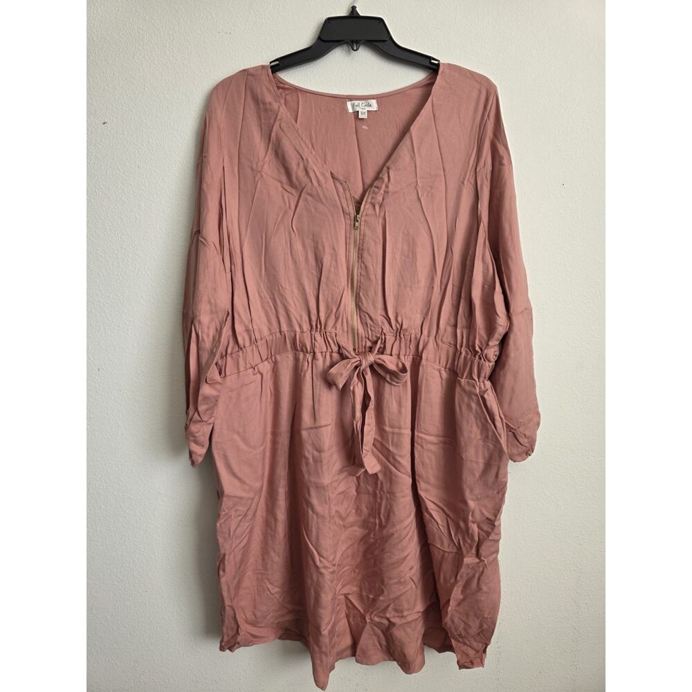 Full Circle Trends Dress NWT Long Sleeve Pink With Pockets 3X